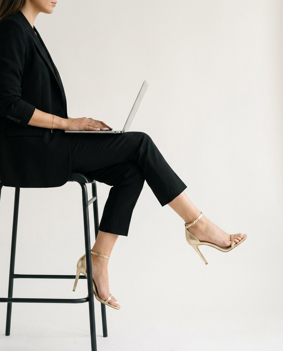 A business owner working on a laptop